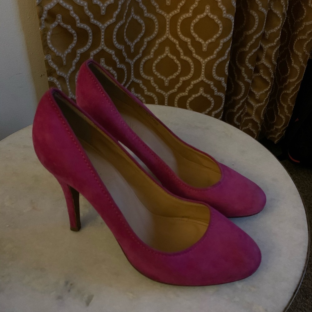 Pink suede J Crew heels